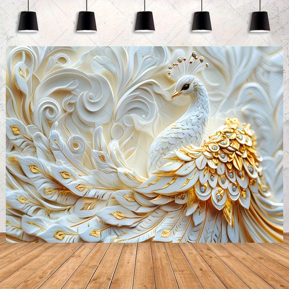 Peacock Theme Background Happy Birthday Flower Castle Waterfall Party Decor Backdrop Photography Studio Supplies Props Banner