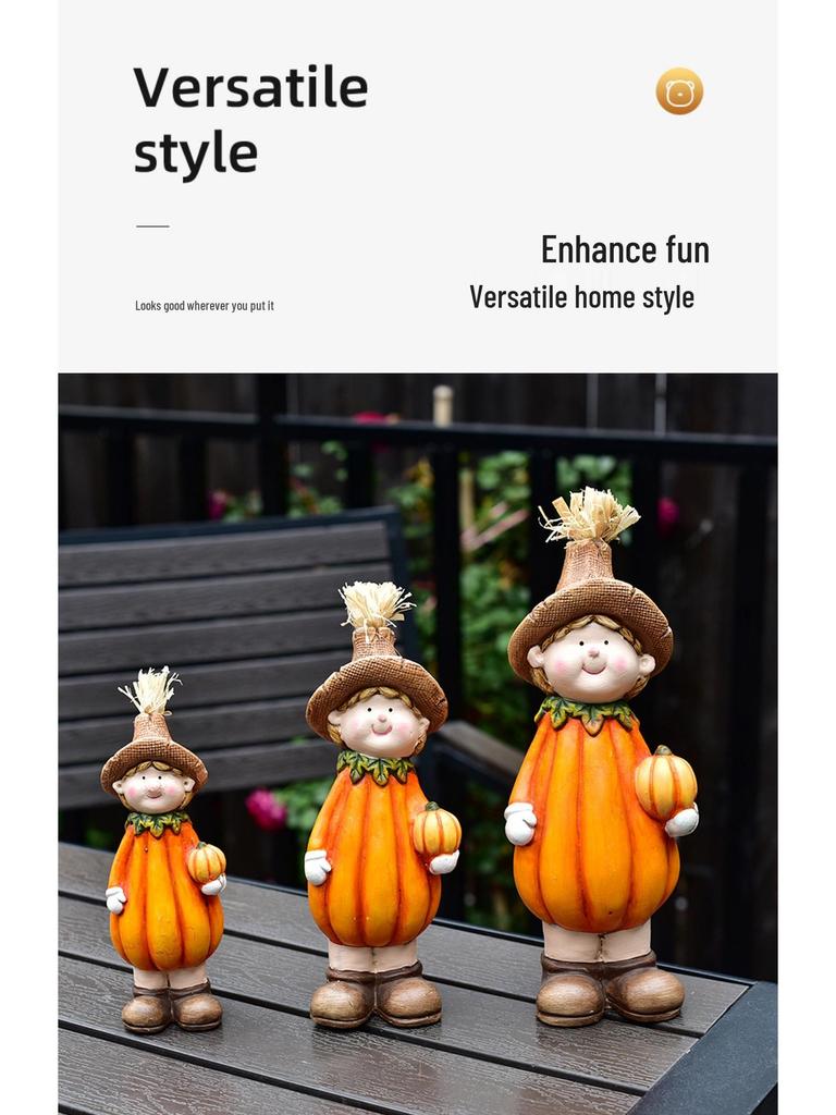 Ceramic Pumpkin Man Home Decor - Harvest Festival Resin Gift