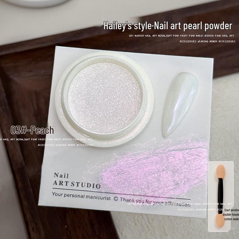 Hailey Lux Satin Pearlescent Pearl Powder Manicure: White Moonlight Bridal Nails