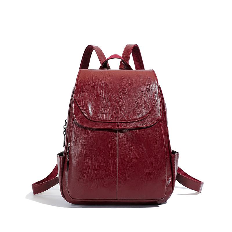 Schoolbag High-end Backpack Upper Grade 1011 New Fashion Women's Backpack Large Capacity Foreign Gas PU Soft Leather Travel Bag