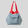 Women's Colour Blocking Lazy Wind Large Capacity Tote Bag Simple Lightweight Canvas Handbag Double-sided Can Be Back Commuting Shoulder Bag