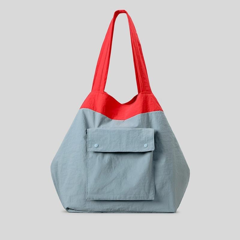 Women's Colour Blocking Lazy Wind Large Capacity Tote Bag Simple Lightweight Canvas Handbag Double-sided Can Be Back Commuting Shoulder Bag
