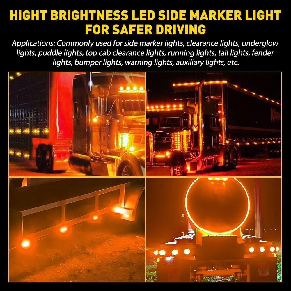 2x LED Amber Watermelon Lights Side Marker Truck Trailer Turn Signal Light 12V