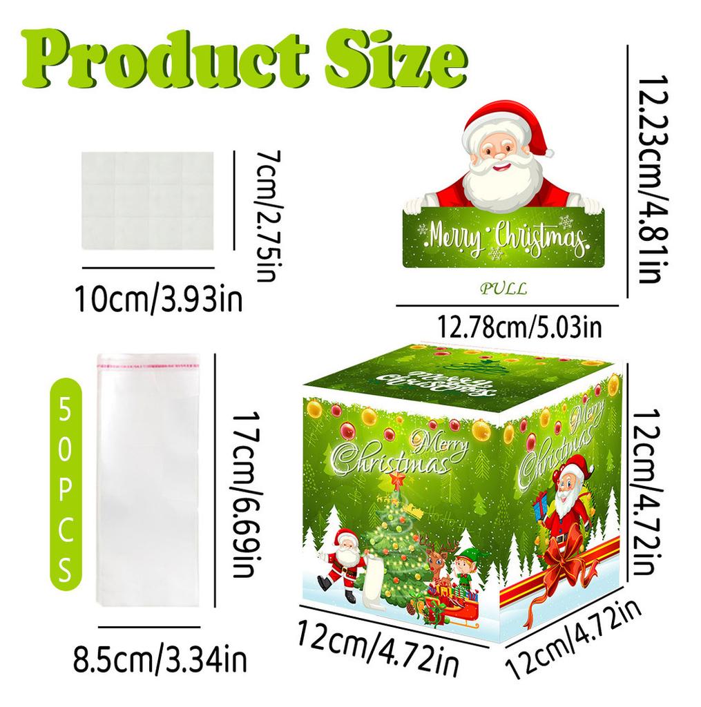 Green Santa Gradient Claus Pattern Paper Box Christmas Decoration Props For Gift