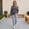 Women's Off-Shoulder Long Sleeve Knit Pullover Sweater