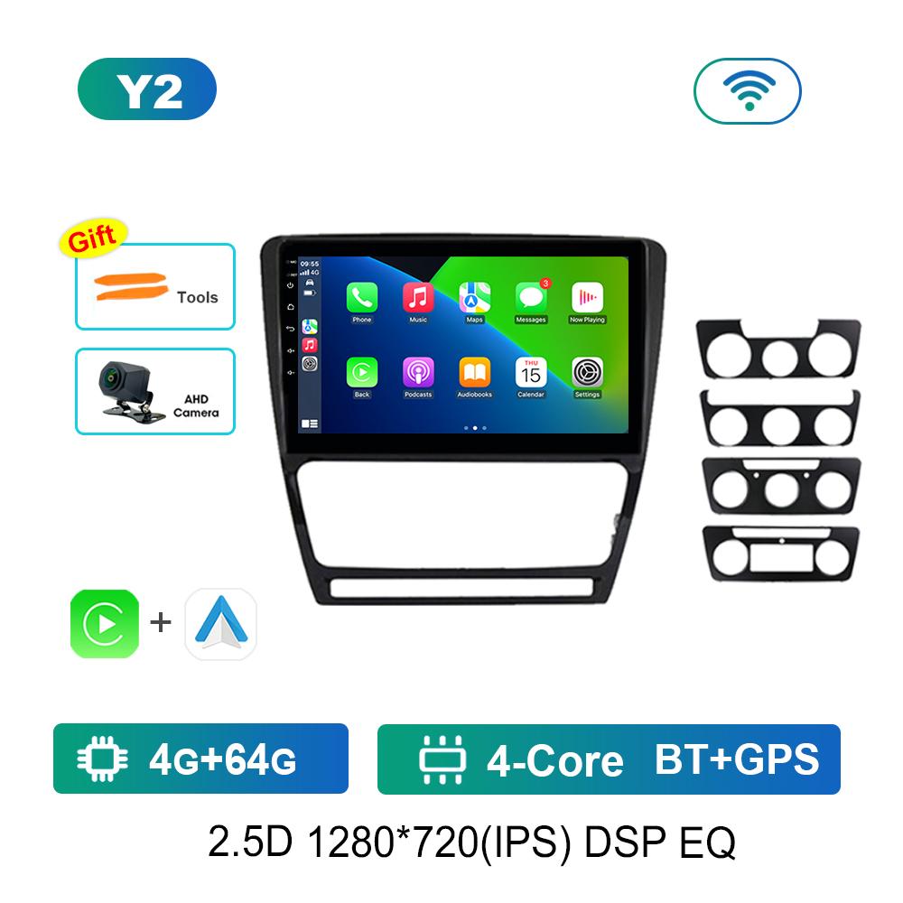 Car Video Multimedia Player GPS for Skoda Octavia 2 A5 2004 - 2013 Carplay WiFi Android Intelligent System 4G HD Touch Screen