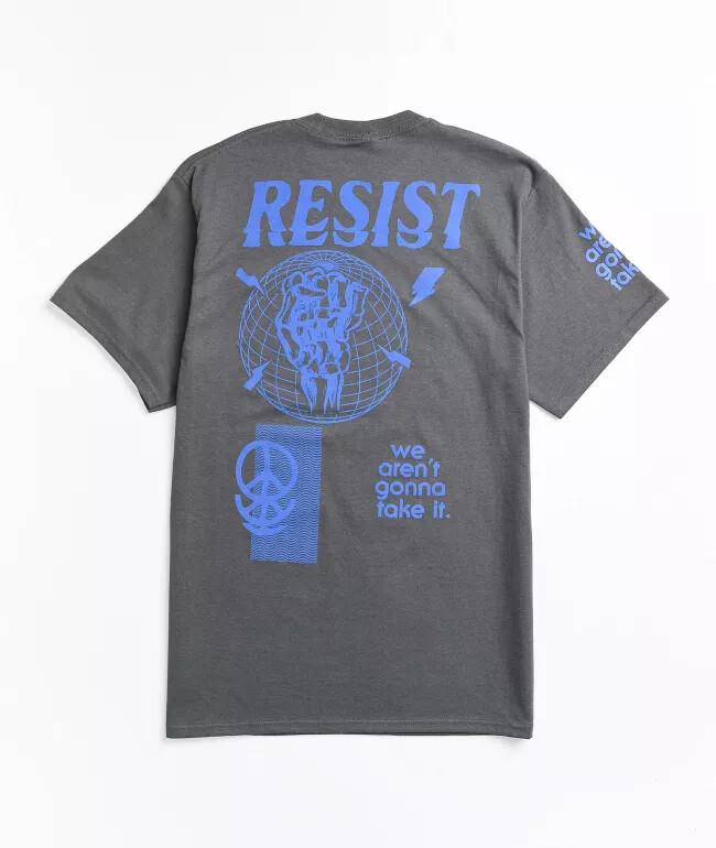

Empyre Mens Resist We Aren t Going To Take It Charcoal Tee Shirt New 2XL