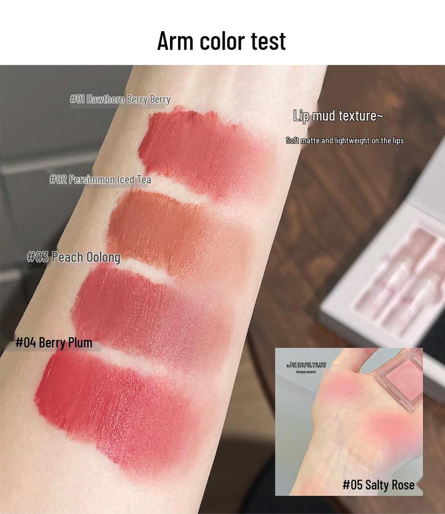 Butterfly Dance Color Box: Blush Necklace & Matte Lip Gloss Four-Piece Set