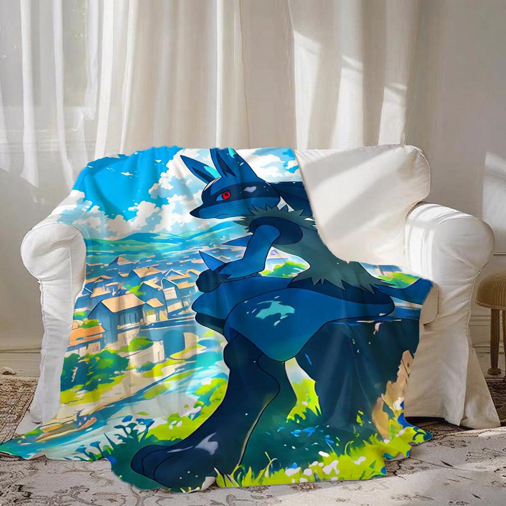 Kawaii L-Lucarios Throw Blanket for Sofa Blankets & Throws Furry Home and Decoration Camping Bedspread On the Bed New Year Anime
