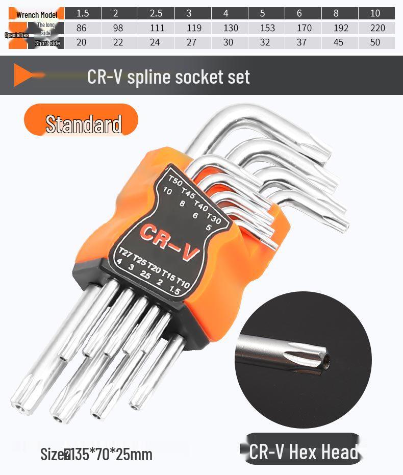 9-Piece Matte Hex Wrench Set with Flat & Ball Heads