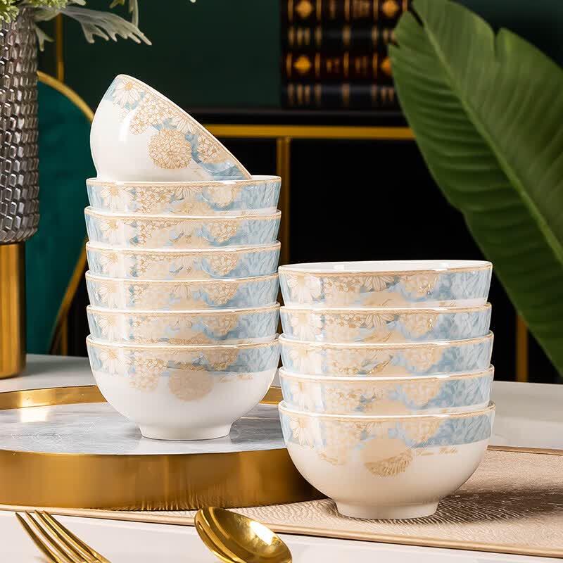 Haoya Jingdezhen Ceramic Time Walk 10-Piece Bowl Set