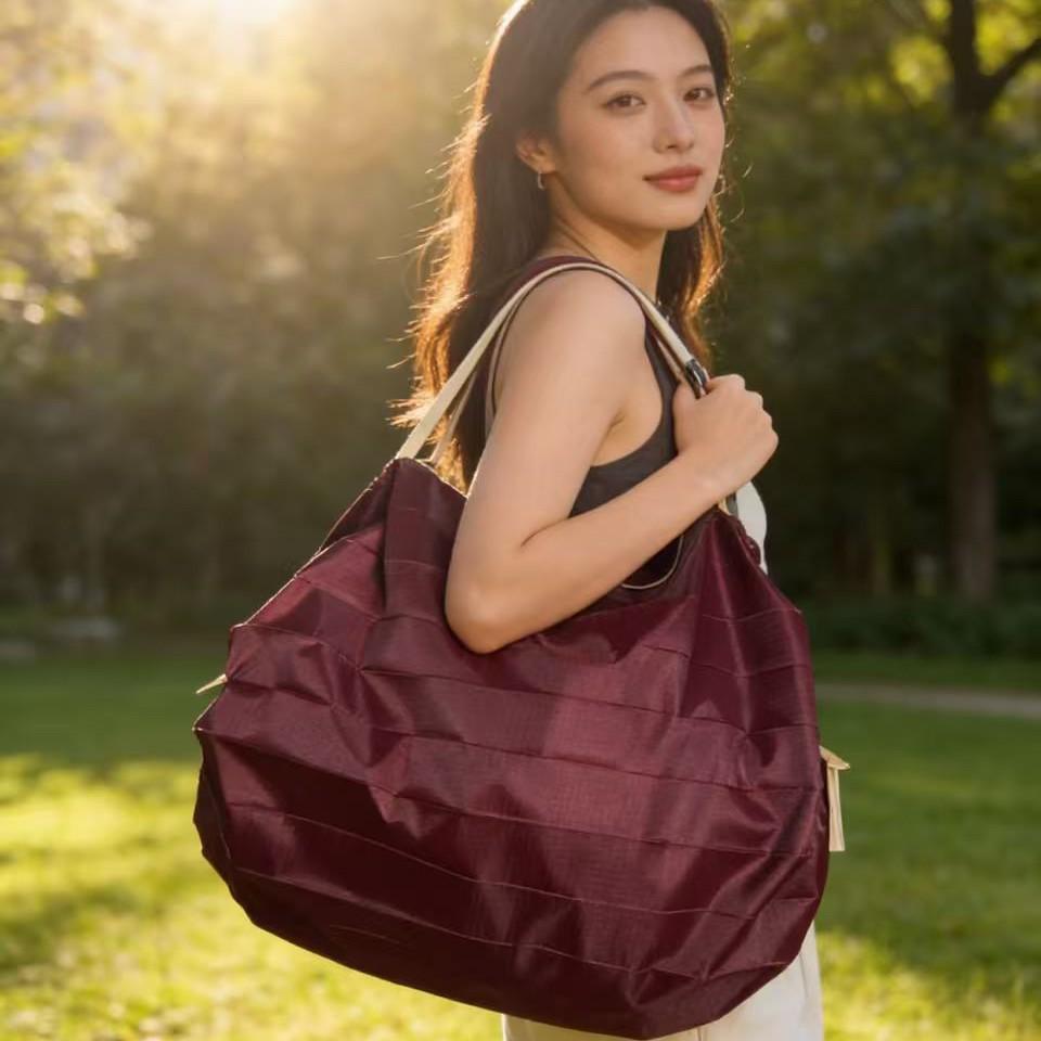 Japan Miljövänlig Stor Hopfällbar Shopping- och Rese Axelväska - Bärbar, Tjock & Återanvändbar