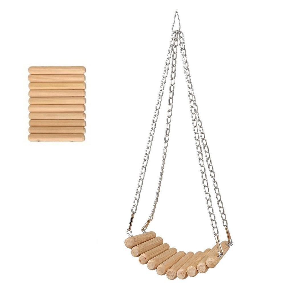 Easy To Install Bird Cage Swing Toy Wood Parrot Training Bridge Hamster Hammock Toy Small Animals