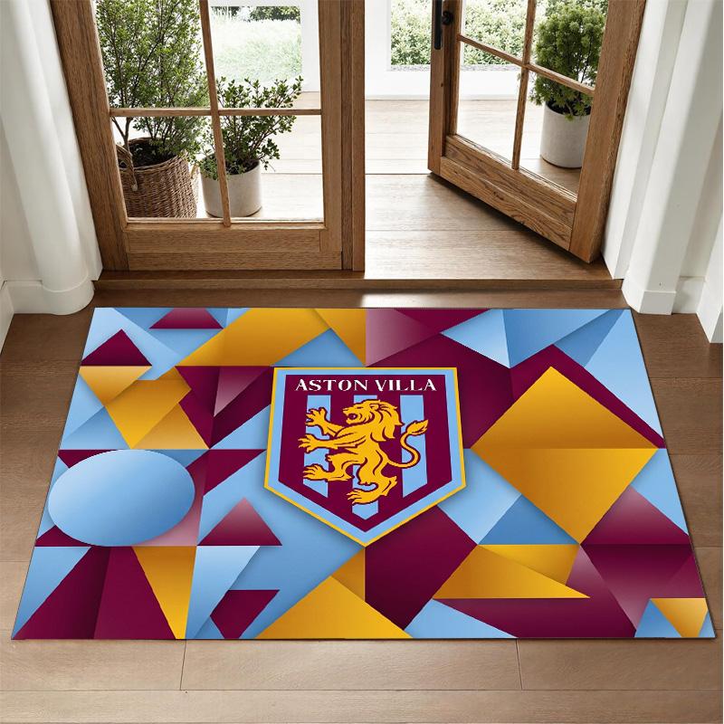 Aston Villa Football Design Crystal Velvet Rug Soft Decorative Mat for Bedroom Entrance