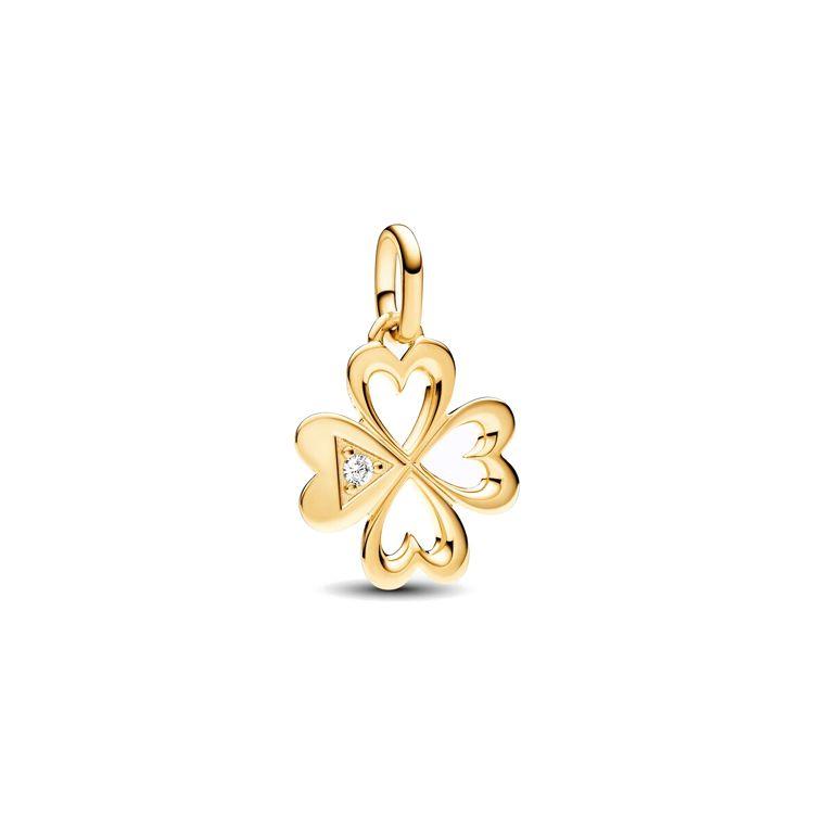 Pandora Heart Clover Shape Medal Pendant Women pendant Gold 763034C01 F,Gold