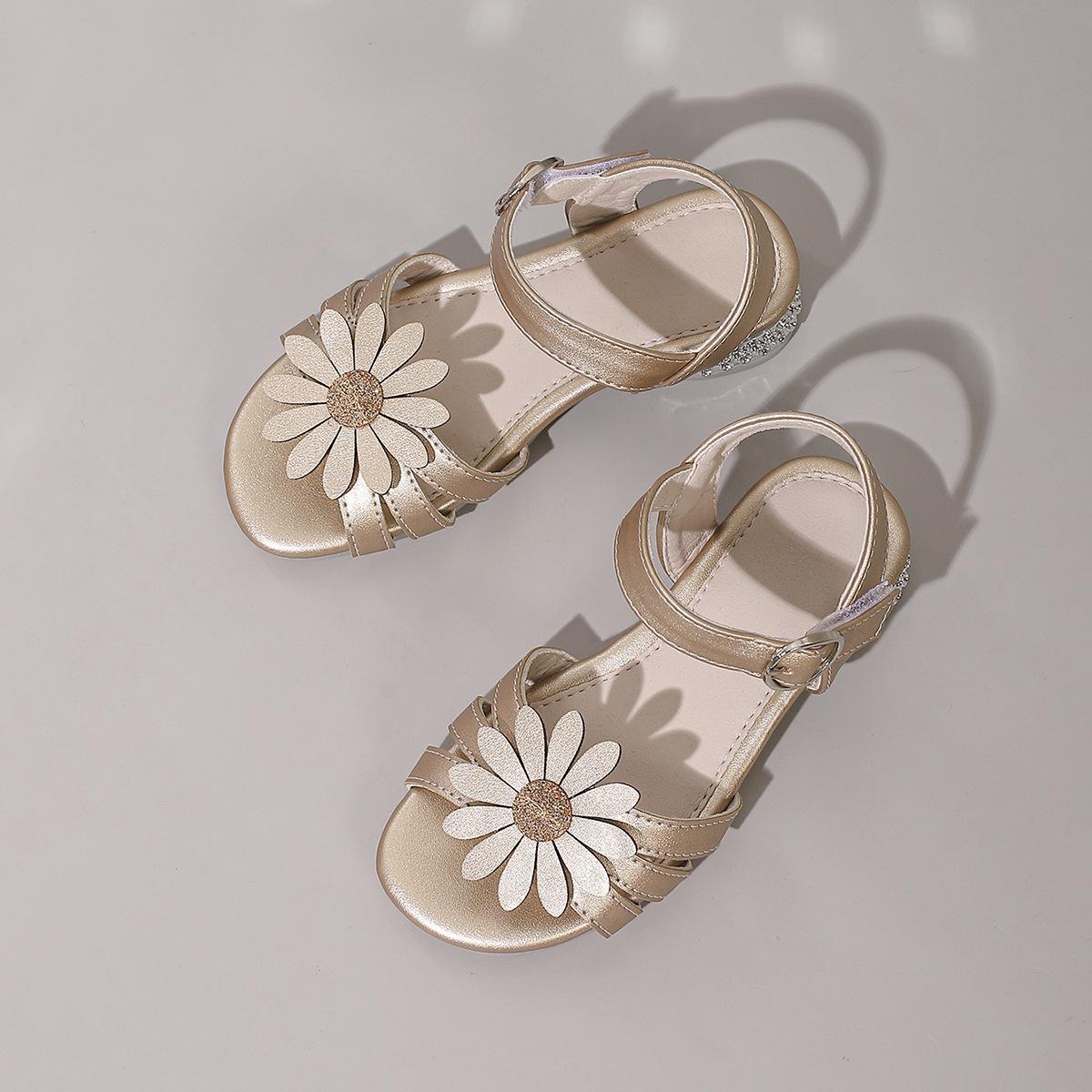 Girls Gold Bow Soft Sole Sandals - Comfortable & Versatile Princess Shoes 32 золотой