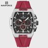 Men Watches Multifunctional Chronograph Wristwatches Luminous Hands Waterproof Silicone Strap Watch Square Dial