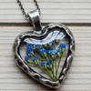 Everlasting Flower Heart Necklace Vintage Floral Jewelry Flowers in Heart Charm Handmade Necklace for Women Anniversary Valentine's Day Gift