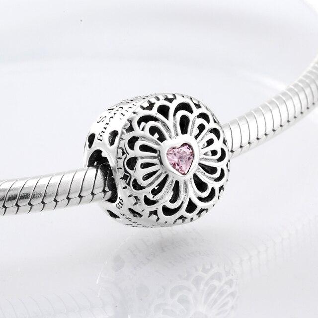 Perles fines en argent sterling 925 de forme ronde La famille est là où l'amour grandit Perles fines à faire soi-même adaptées aux bracelets à breloques originaux Fabrication de bijoux