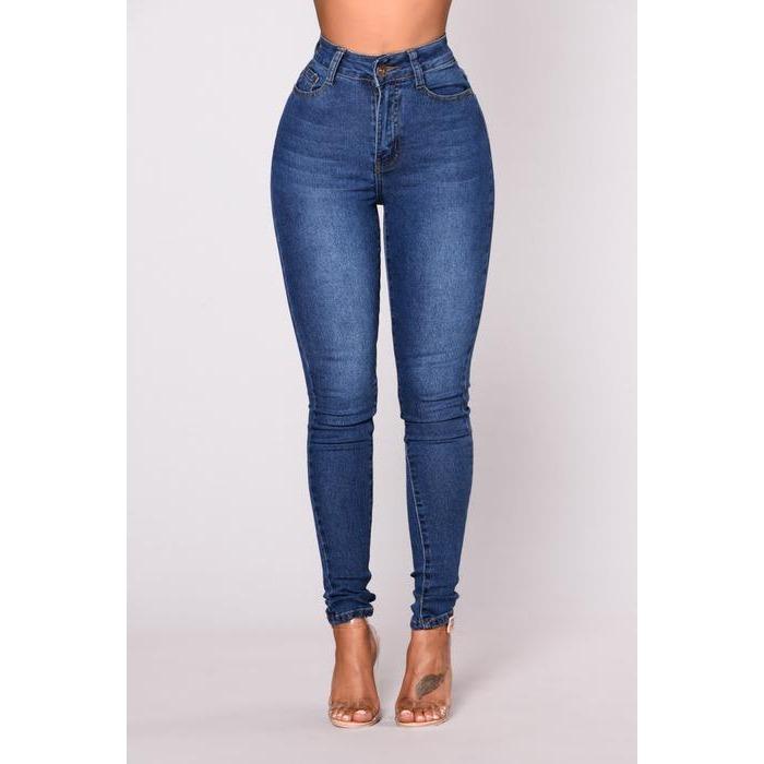 GMXIA 's afslankende stretch jeans en kokerbroeken L donkerblauwe kleur