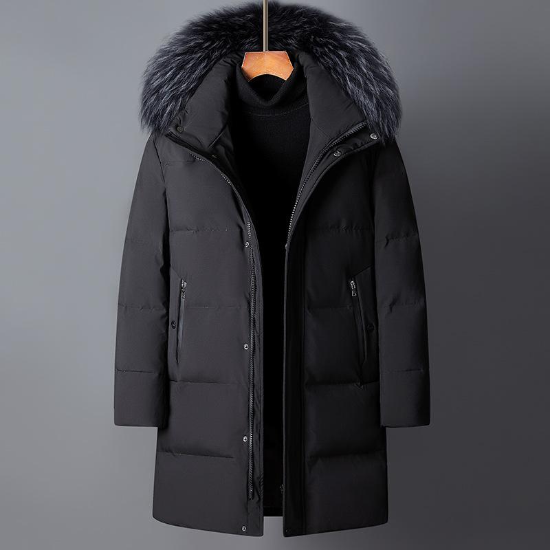 Canada Fashion Winter Jacket Men Down Coat Parka Men's White Goose Down Jackets Fur Collar Hooded Warm Thick Long Padding HWY287