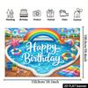 2D Rainbow Pool Party Backdrop Happy Birthday Beach Ball Banner