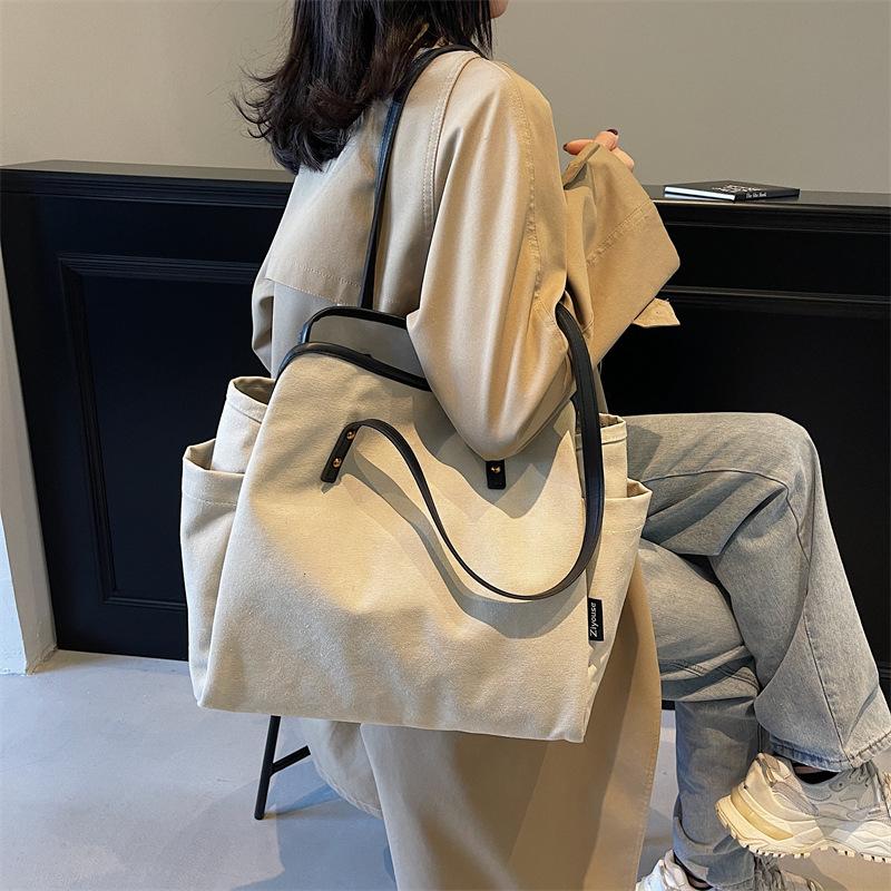 Mode und Freizeit Canvas-Tasche mit großem Fassungsvermögen Damen neue Shopping-Schultertasche Pendler-Tragetasche