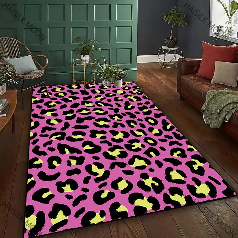 New To Colorful Leopard Theme Printed Carpet! Anti-slip Sound Insulation, Living Room Bedroom Entrance Door Mat Sofa Rugs Gifts