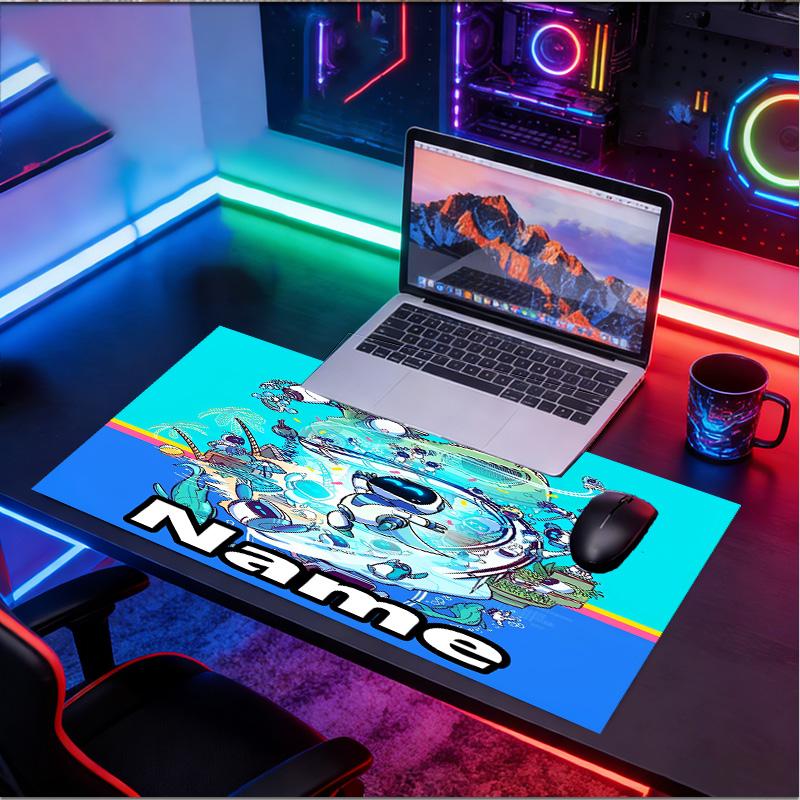 Benutzerdefinierter Name Personalisierte Kosmische Bot Crew Muster Mauspade, Laptop PC Schreibtischmatte, Dekorative Schreibtischmatte für Zuhause Tastaturpad Geschenk