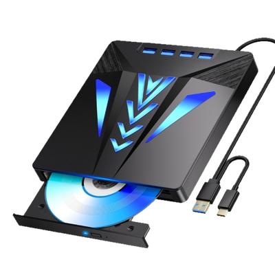 External Disc Drive for Laptop 6 In 1 USB Portable Disc Player External Disk Drive with Card Slot 3 USB2.0 1 USB3.0 Port
