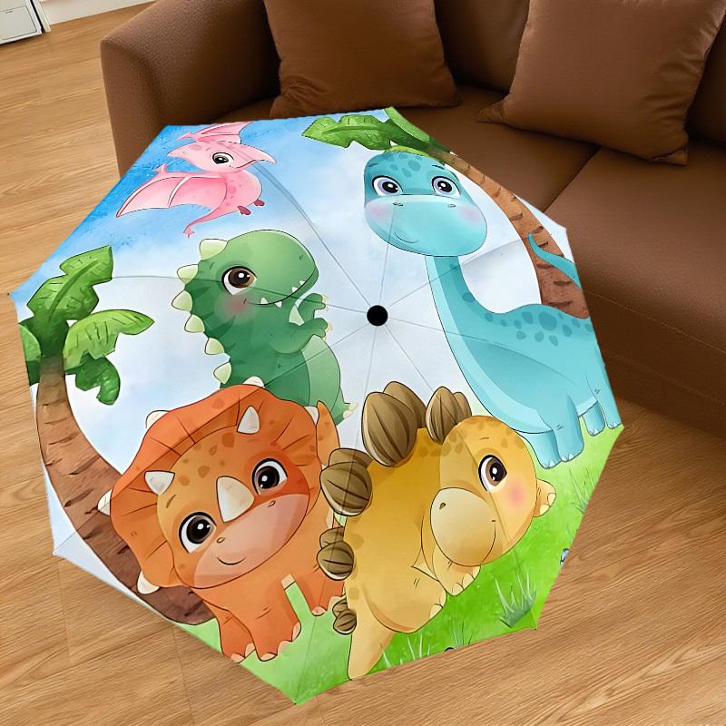 1PC Dinosaur Jungle Umbrella-8-Rib Reinforced, Automatic Open, Lightweight & Durable, Cute Fashion Accessory for Outdoor, Beach or Casual Use, Beach U