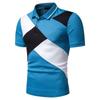 Classic Men's Lapel Tee Top Short Sleeve Splicing T Shirt With Premium Cotton Blend