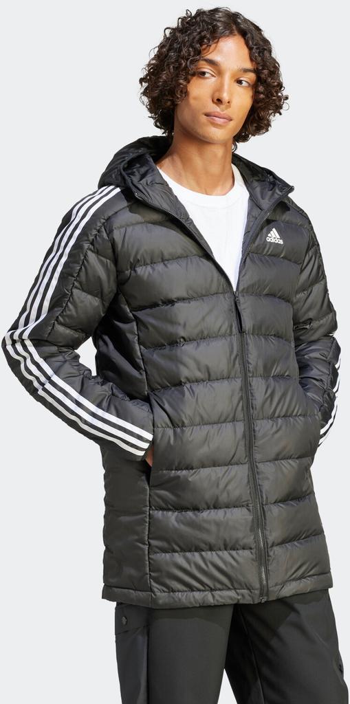 Adidas Man Essentials 3-Stripes Light Down Hooded Parka зимняя куртка черный (HZ8522)
