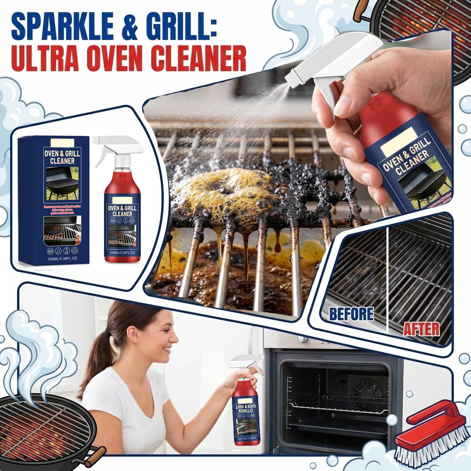 

Oven and Grill Cleaner Spray 100ml for Household Use Effective Grease and Oil Removal Suitable for Kitchen Appliances and Barbecue Grills One Size синий
