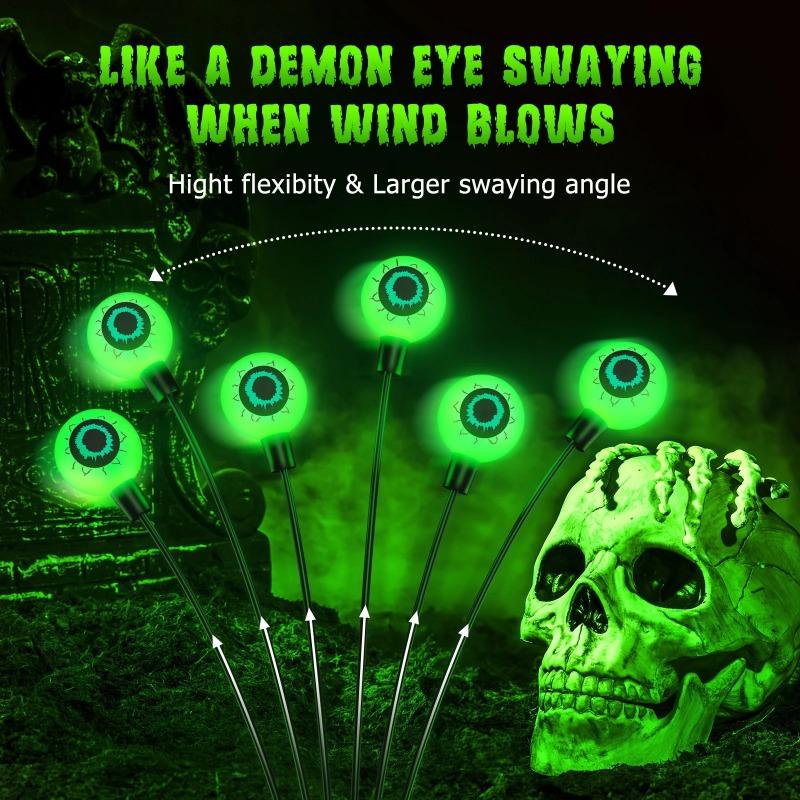 Halloween Outdoor Solar Eyeball Lights-LED Green&Purple Glow, Swinging Firefly Effect,for Creepy Yards, Lawns & Halloween Haunts