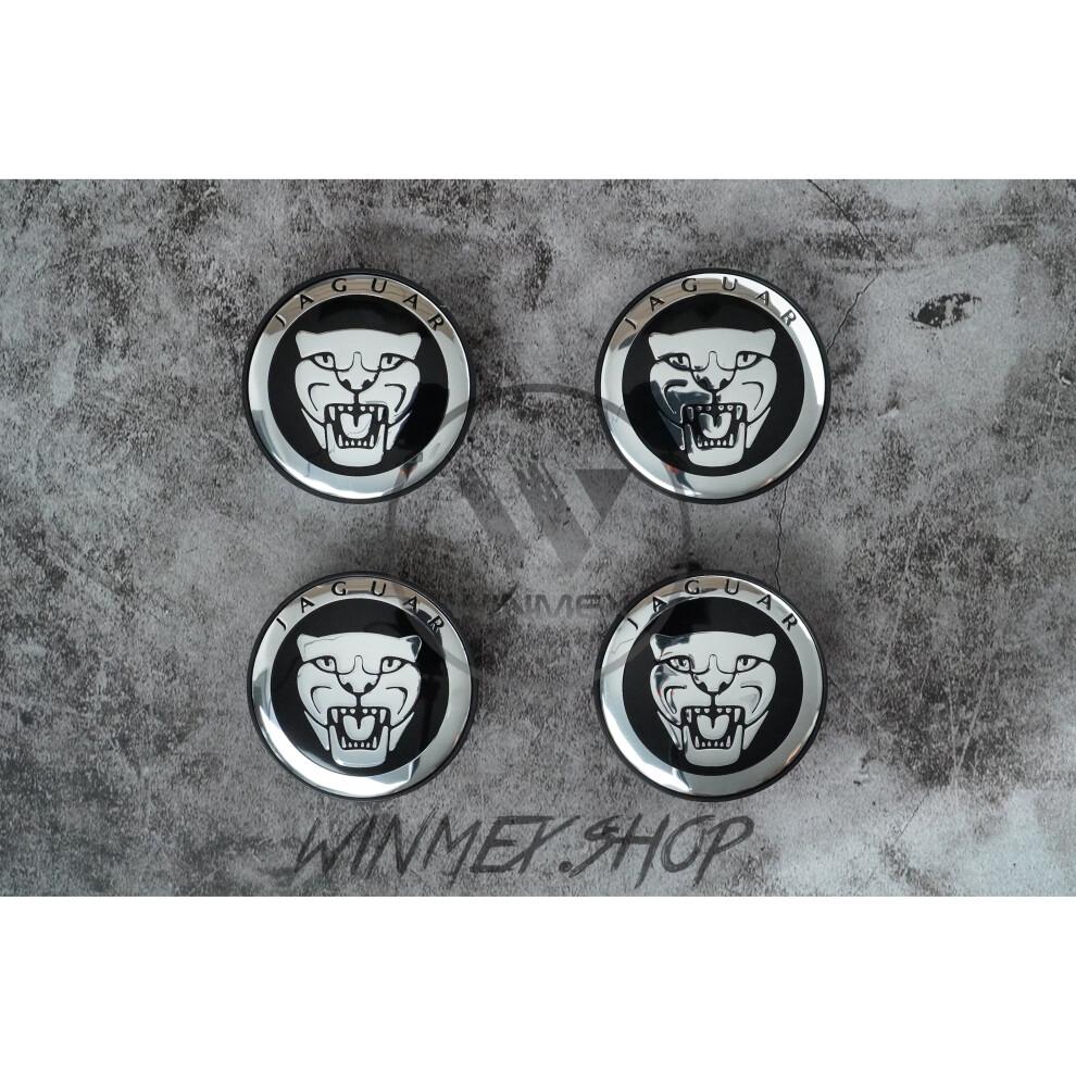 Set of 4 Black Jaguar 59mm Wheel Hub Caps – Replacement ABS Plastic, 4-Pack, Fits Most Jaguar Models