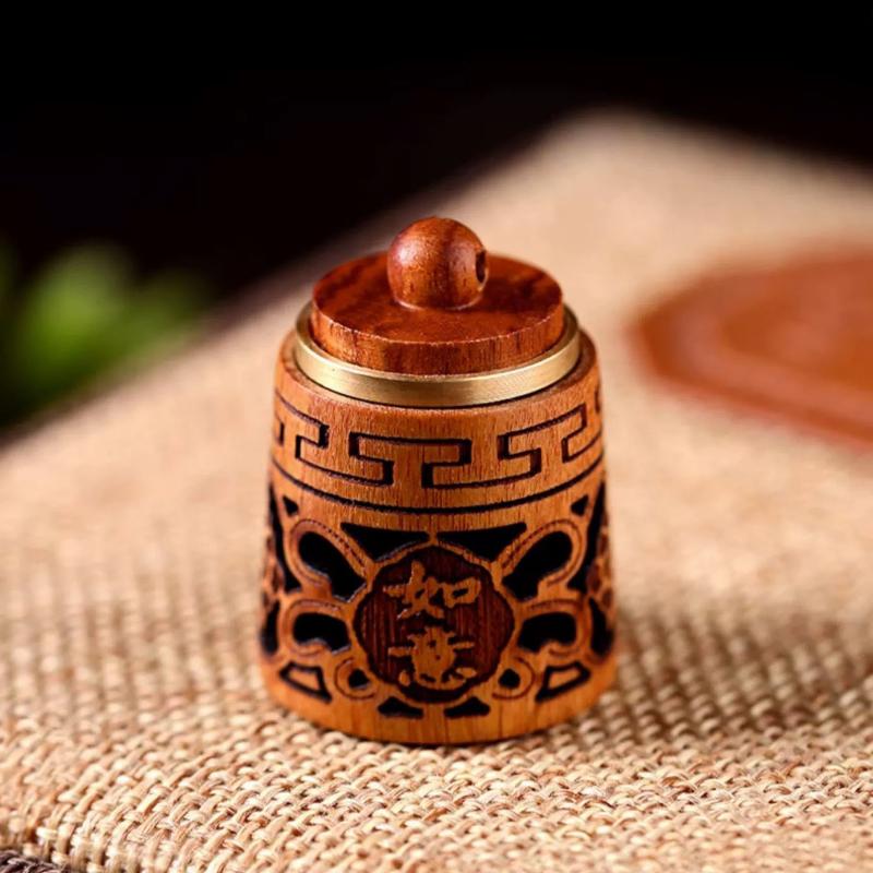 Wood Hollow Carved Aromatherapy Bottle Mini Vase Pagoda Car Hanging Decoration Fragrance Diffuser Bottle Sealed Jar Pendant