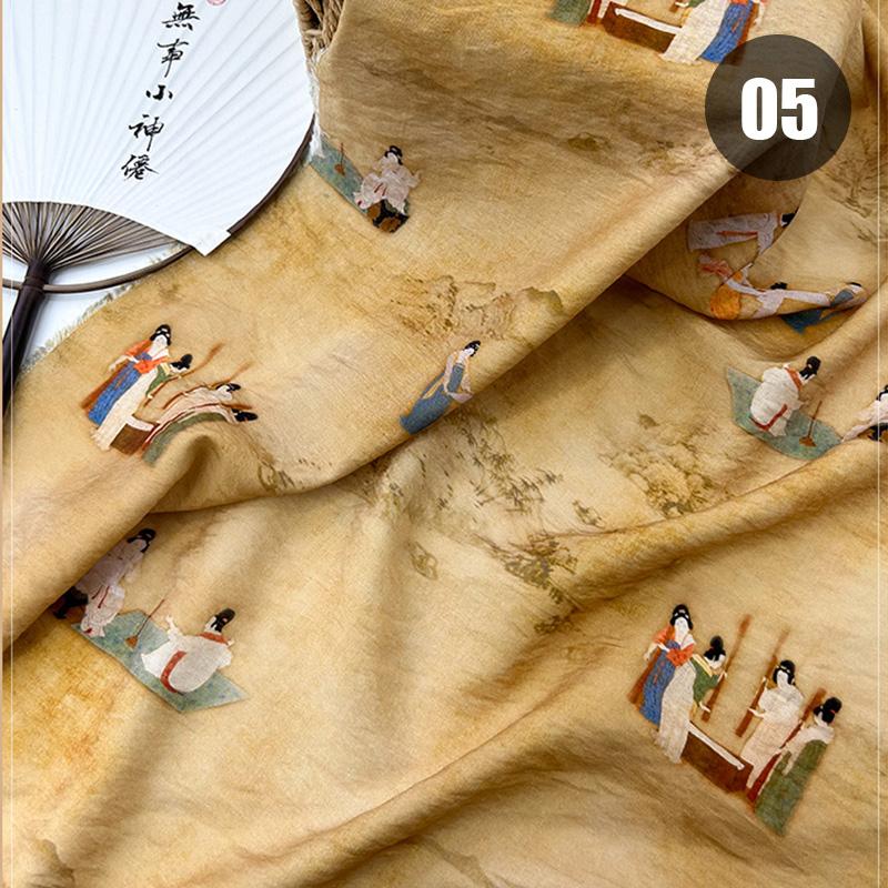 

50x150 см летняя тонкая льняная ткань Tencel в китайском стиле династии Тан принцесса живопись ткань для самостоятельного шитья платье ханьфу чонсам 50x150cm