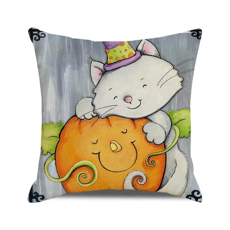 Halloween Holiday Party Decorations Pumpkin Cat Ghost Face Pillowcase Suitable for Home Living Room Sofa Room Decoration