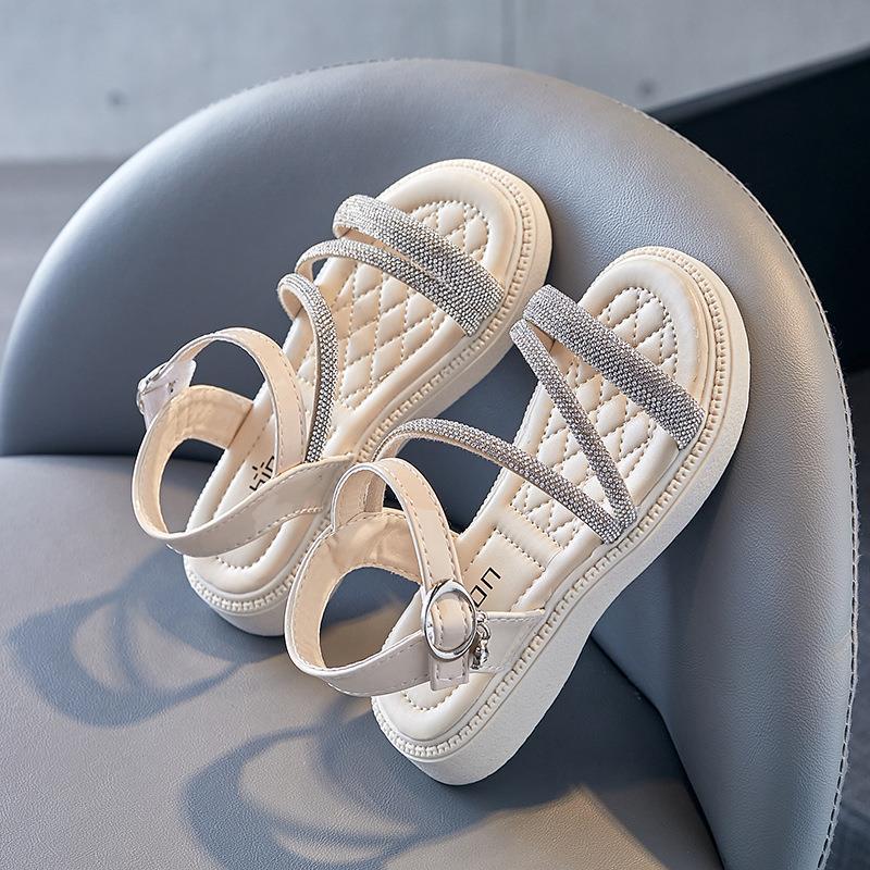 Girls' Soft Sole Open Toe Princess Sandals for Kids - Versatile Roman Style for Medium and Large Children