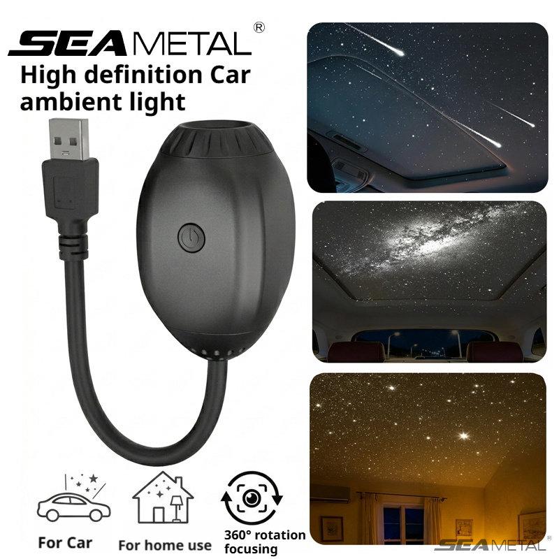 SEAMETAL Romantic LED Starry Sky Night Light USB Powered Saturn Galaxy Projector Lamp for Car Roof Party Room Ceiling Decor Plug and Play