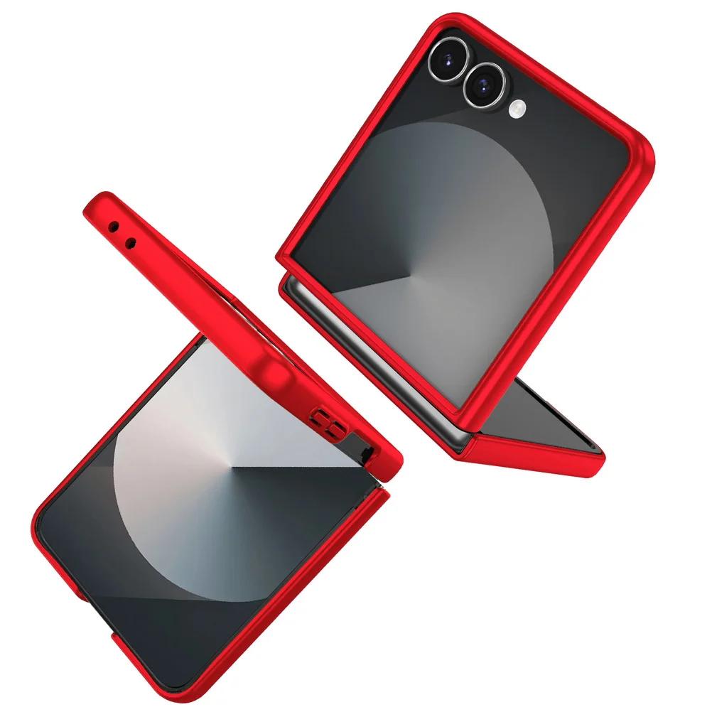 Ultra Thin Matte Feel Metal Rotatable Ring Holder Phone Case for Samsung Galaxy Z Flip 7 7FE 6 5 4 3 Shockproof Protect Back Cover