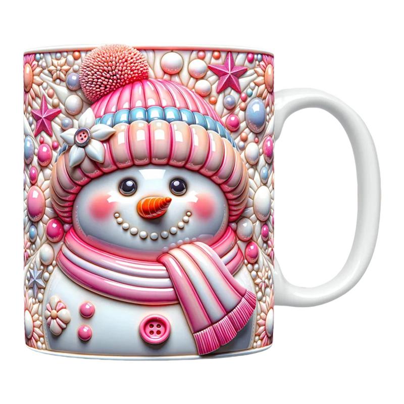 Ceramiczny Kubek do Kawy Ręcznie malowany 3D Świąteczny bałwanek filiżanka do kawy Herbata Filiżanki do gorącej herbaty Kubek do herbaty z mlekiem Kubek śniadaniowy Kubek kuchenny kubek do wody