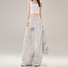 Leopard print design large size jeans women's summer new fashion loose and thin versatile straight wide-leg trousers
