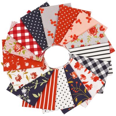 Paquete de 16 piezas de cuartos de tela - Estampado floral con formas geométricas, 45,7 x 56,8 cm, para patchwork, 100% algodón, precortado, para acolchado, rojo, azul y