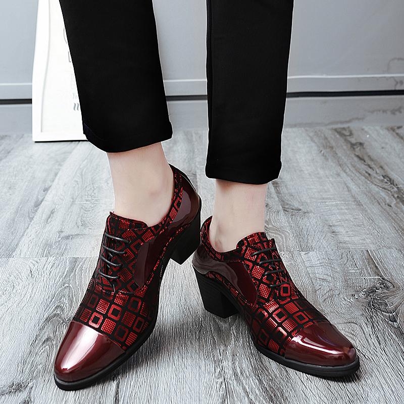Klassische Luxus Herren Lederschuhe Büro Business Schuhe Herren Bankettschuhe Erhöhte Schuhe Rot Langlebig Freizeitschuhe Spitz