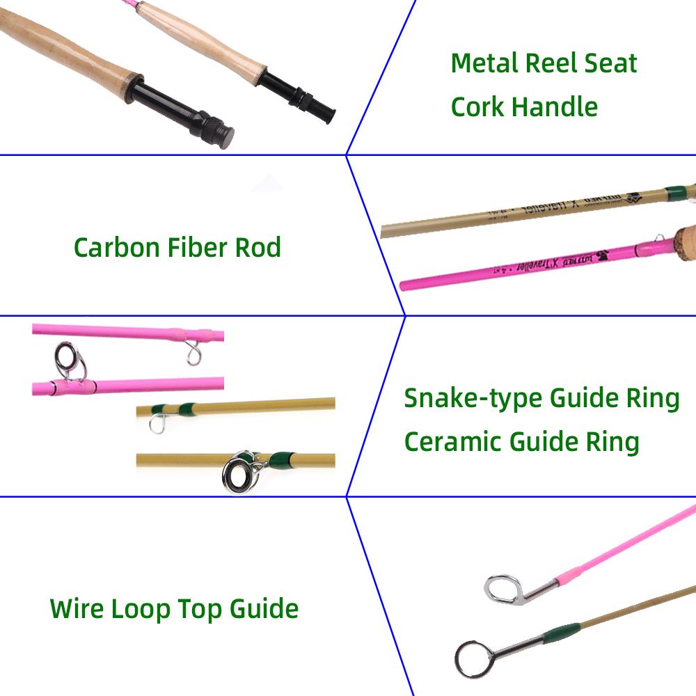 1pc Ultralight Carbon Fiber 8ft 4WT Fast Action Fly Fishing Rod with Cork Handle 6 Sections Portable Fly Rod Catching Trout Bass