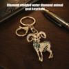 Golden Plated Key Ring Sparkling Rhinestone Goat Keychain for Men Zinc Alloy Accessory Women Decorative Keychain Car Keys Handbags Backpacks Purses