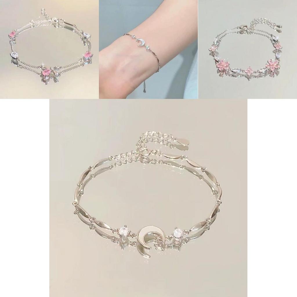 Fashion Floral Alloy Bracelets With Moon Charm For Women And Men