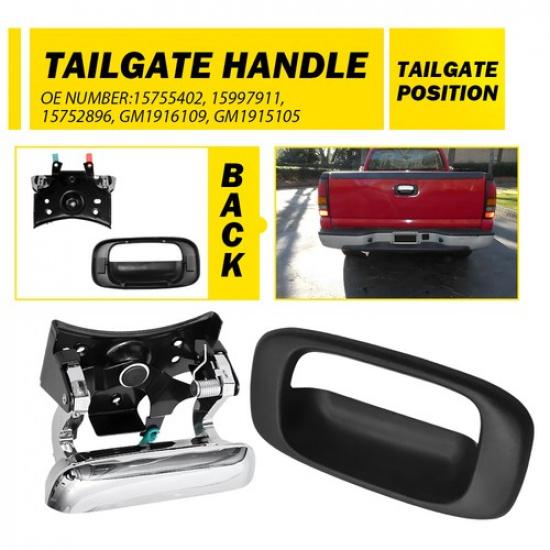 

Tailgate Bezel Chrome Handle Cover Black For 2001-2006 GMC Sierra 2500 HD